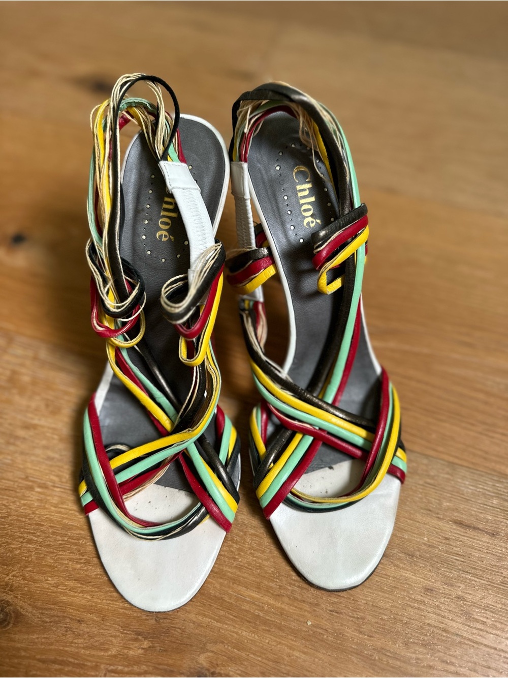 Chloé Y2K Multicolor Strappy Leather Sandal Heels Sz 39